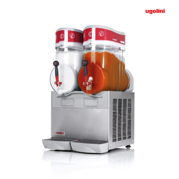 Ugolini Slush-Eis-Maschine, Modell: Giant mit zwei Sorten Slush-Eis.