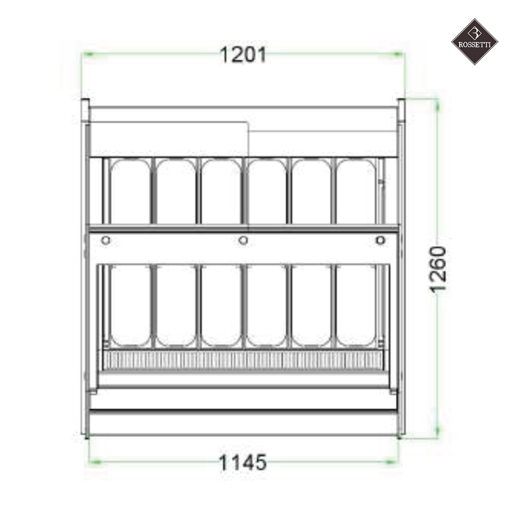 Technische Grafik 12 Eiswannen Speiseeisvitrine R10 Bemaßung